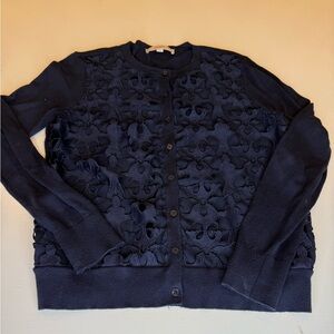 LOFT navy eyelet cardigan